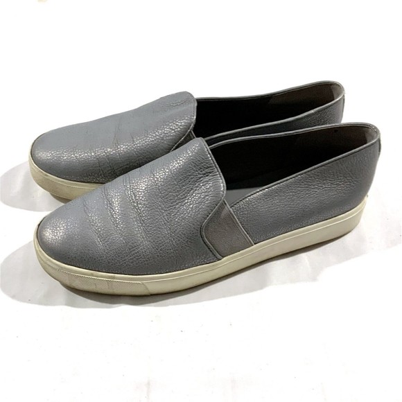 Vince Pewter Color Grey Grain Leather Slip On Sneakers Shoes Women's 8.5 M - Picture 6 of 12